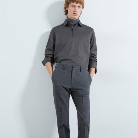 Zara Regular Fit Long Sleeve Pullover 1/4 Zip Grey Shirt, size S - Picture 3 of 14